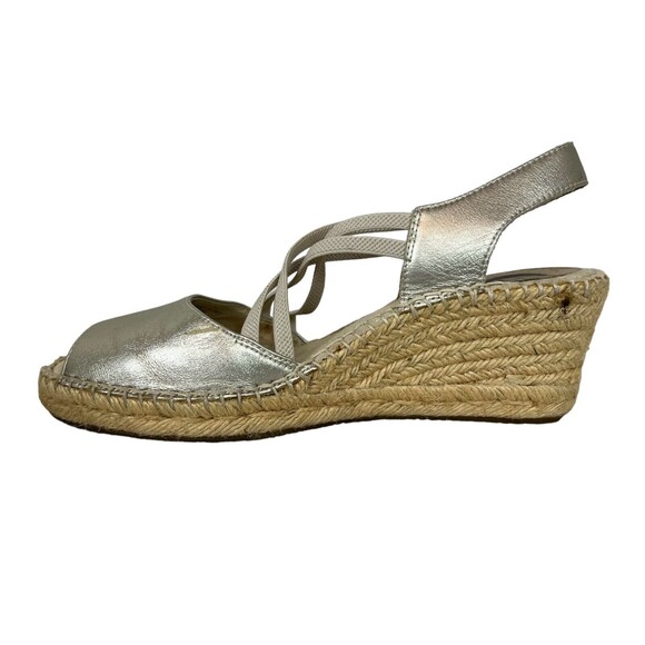 Abeo Biosystems Delano Espadrille Women's Size 7N Gold Leather Wedge Sandals - Picture 4 of 14